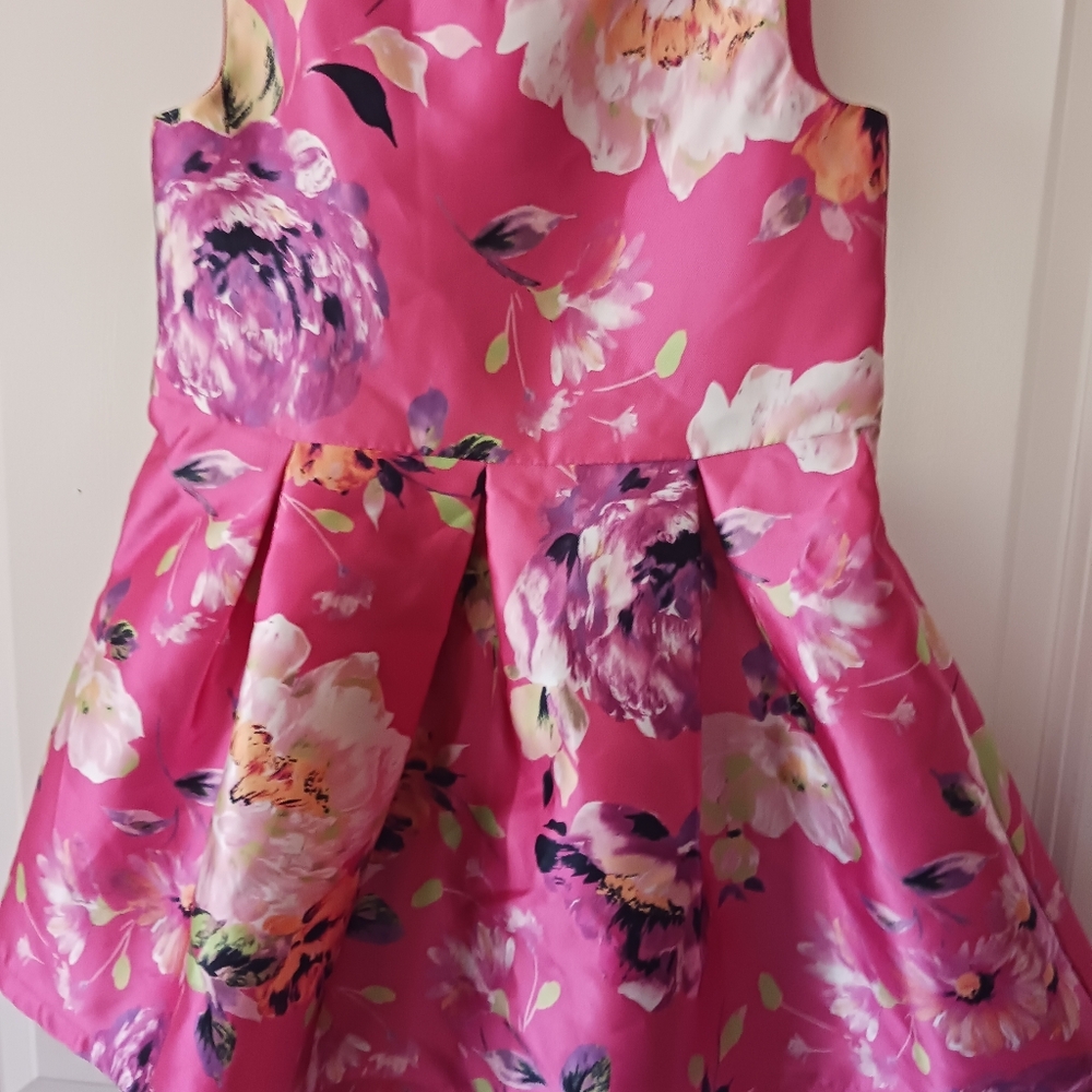 EUC Childrens Place Pink Floral Pleated Baby Girl Dress 4T. 213